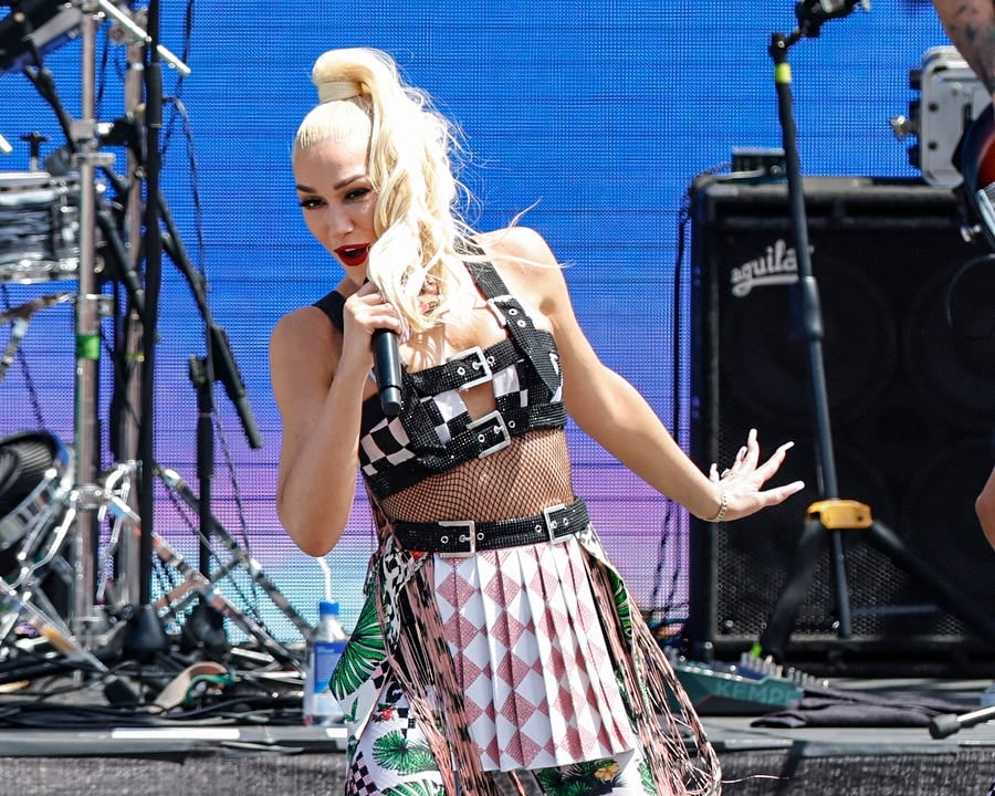Gwen Stefani performs before the IndyCar Hy-Vee Salute To Farmers 300 at the Iowa Speedway in Newton, Iowa, on July 24, 2022.

D2a8344