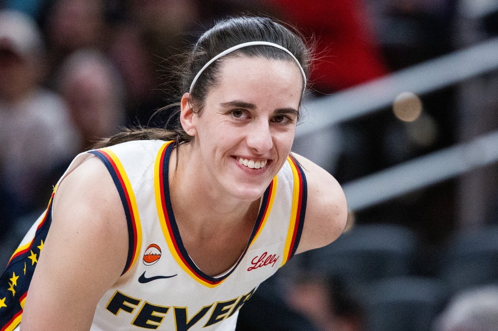 Jun 24, 2026; Indianapolis, Indiana, USA; Indiana Fever guard Caitlin Clark (22) in the first half against the Phoenix Mercury at Gainbridge Fieldhouse. Mandatory Credit: Trevor Ruszkowski-Imagn Images