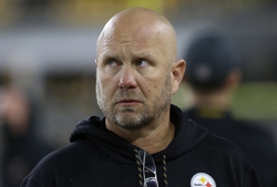 Oct 17, 2021; Pittsburgh, Pennsylvania, USA;  Pittsburgh Steelers offensive coordinator Matt Canada looks on before the game against the Seattle Seahawks at Heinz Field. Mandatory Credit: Charles LeClaire-USA TODAY Sports