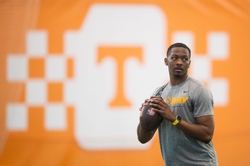 Tennessee quarterback Hendon Hooker during Tennessee Football Pro Day at the Anderson Training Facility in Knoxville, Tenn. on Thursday, March 30, 2023.  Kns Ut Pro Day Bp