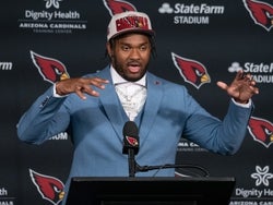 Paris Johnson Jr. answers questions during a news conference on April 28, 2023, at the Arizona Cardinals training center in Tempe. Paris Johnson Jr