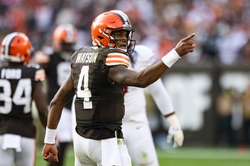 Nov 5, 2023; Cleveland, Ohio, USA; Cleveland quarterback Deshaun Watson (4) and the Browns travel to M&T Bank Stadium to take on division rival Baltimore in Week 10. Mandatory Credit: Scott Galvin-USA TODAY Sports