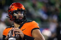 Oregon State Beavers quarterback DJ Uiagalelei. Former Clemson QB on the move again.