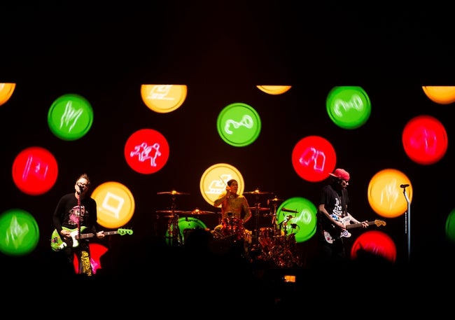 Blink 182 performs at Bridgestone Arena in Nashville , Tenn., Sunday, July 16, 2023.