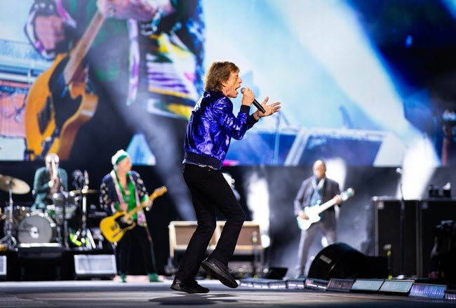 Mick Jagger perform with The Rolling Stones at Thunder Ridge Nature Arena in Ridgedale, Mo. during their last stop on the Hackney Diamonds Tour on Sunday, July 21, 2024.